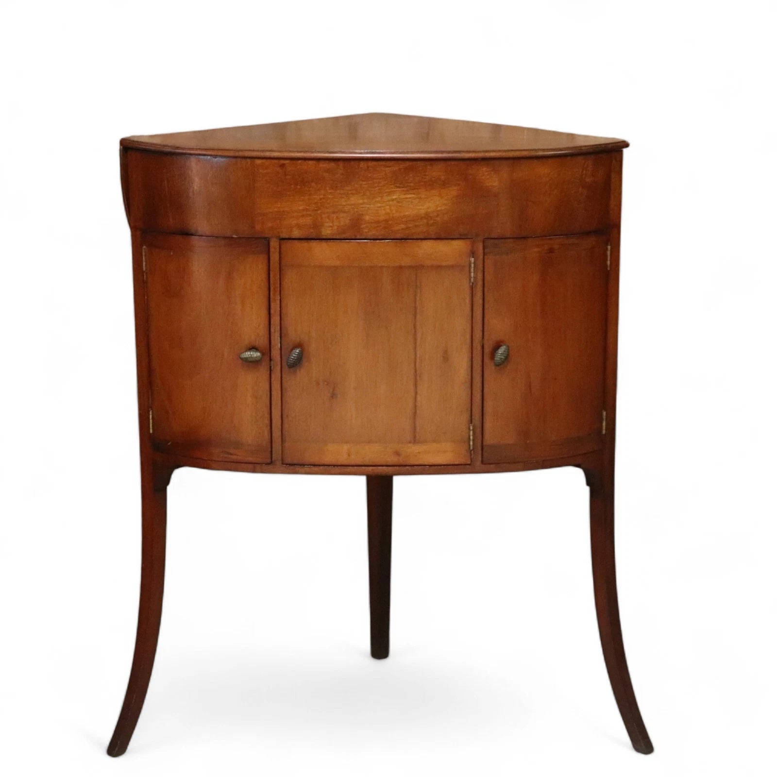 Antique Mahogany Georgian Corner Washstand with Blue & White Ceramic Basin