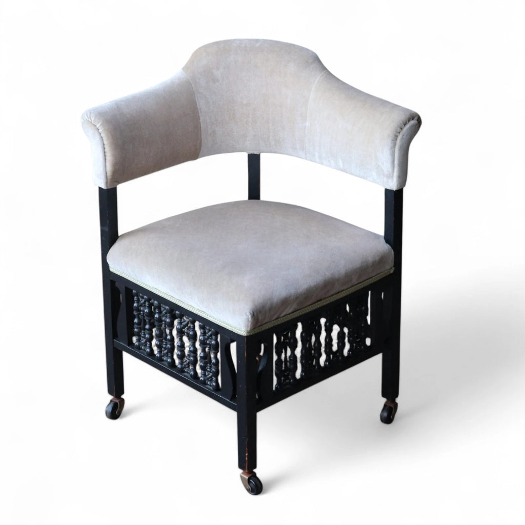 Antique Edwardian Ebonised Corner Chair / Armchair
