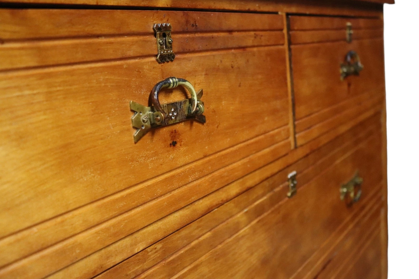 Antique Edwardian Satin Walnut Chest Of Drawers