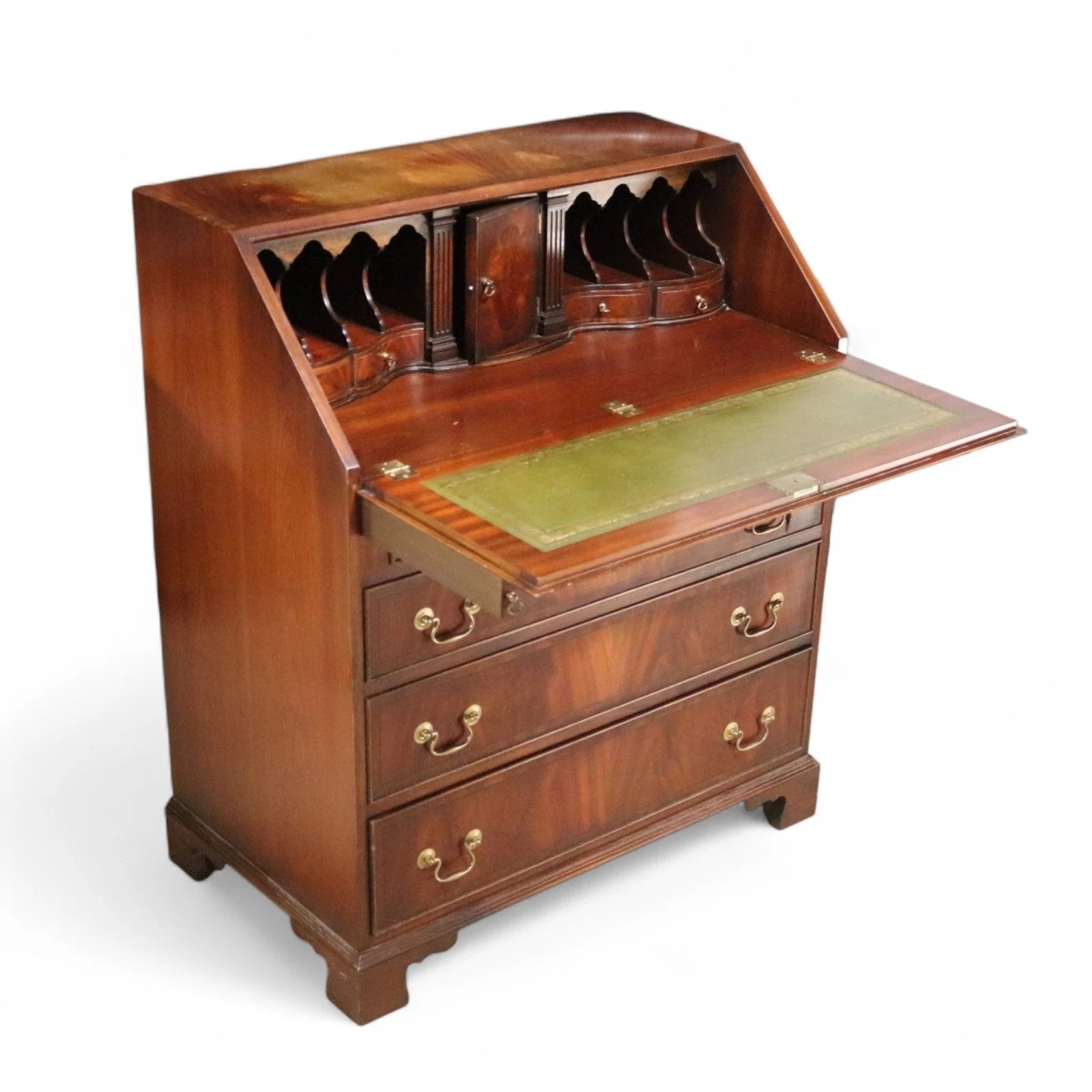 Vintage Bevan Funnell "Reprodux" George III Style Flame Mahogany Bureau
