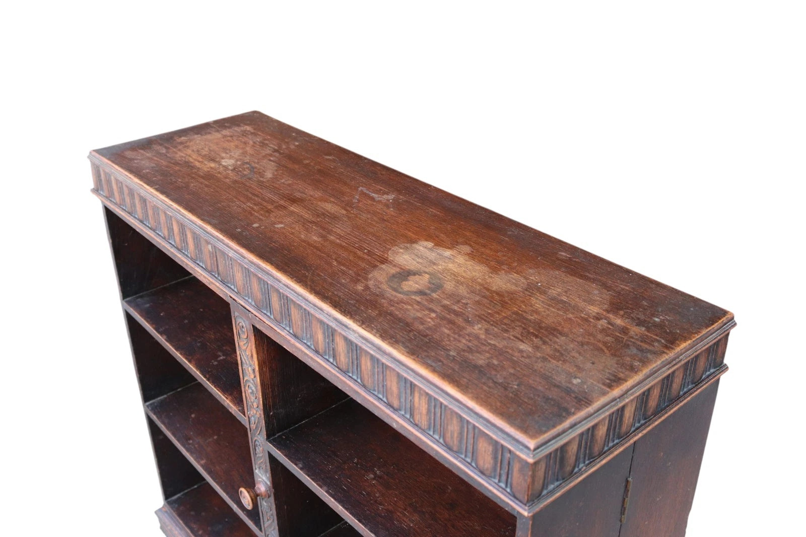 Antique Carolean Revival Oak Double Depth Bookcase Barley Twist Book Shelves
