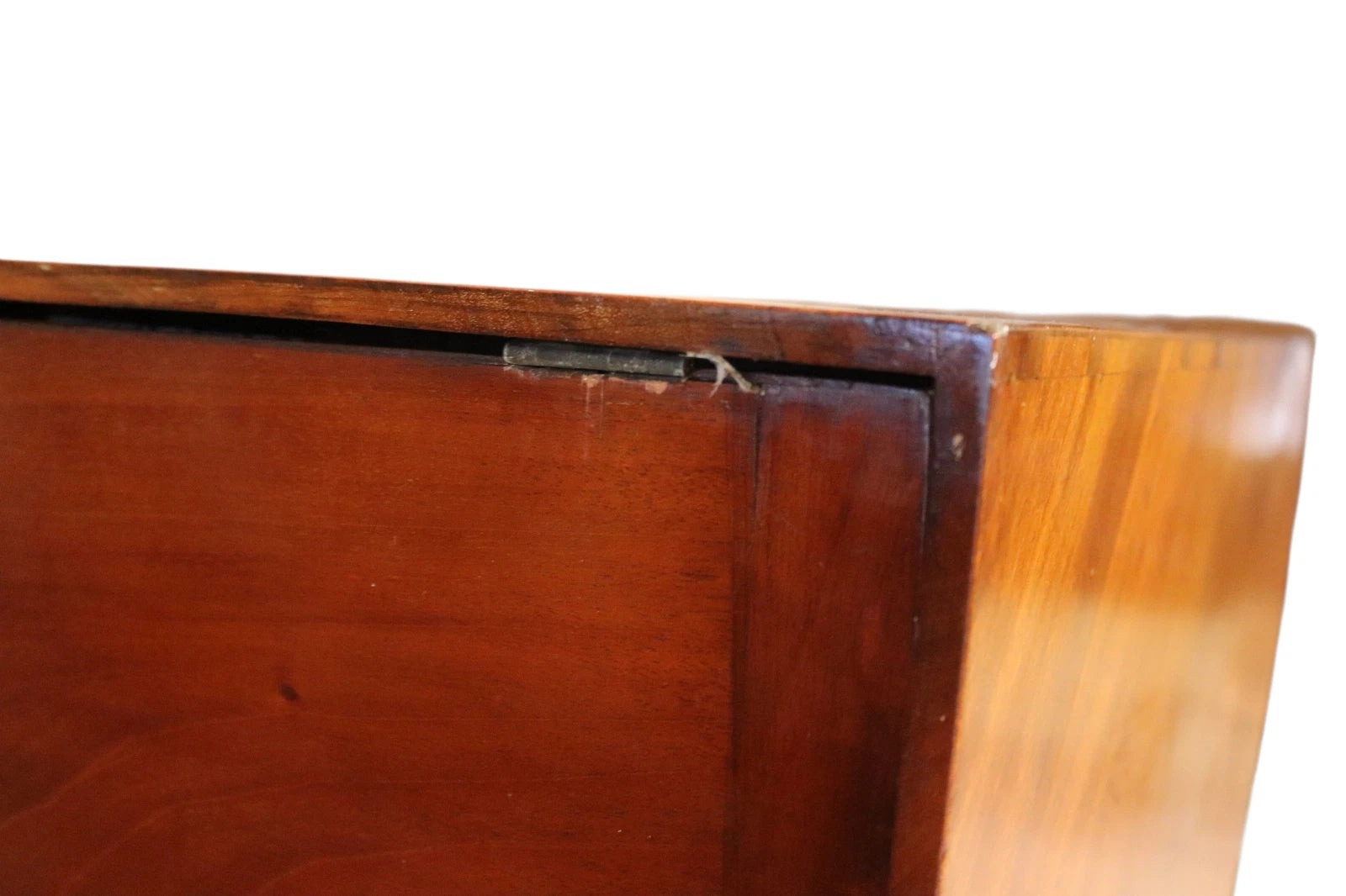 Antique Mahogany Georgian Corner Washstand with Blue & White Ceramic Basin