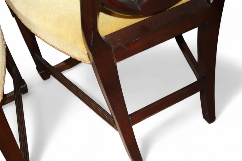 Set of 6 Antique Mahogany Sheraton Style Shield Back Dining Chairs