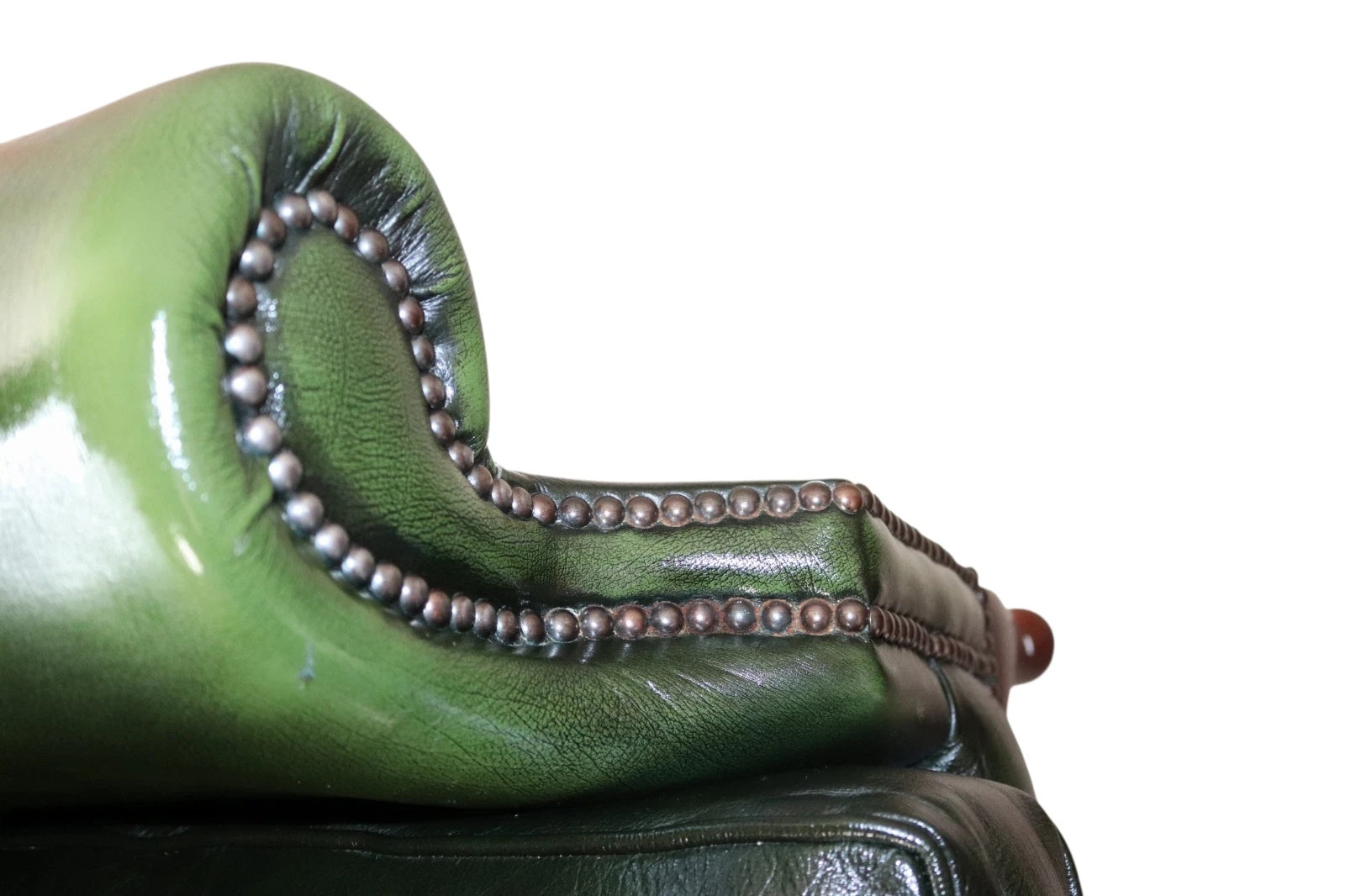 Vintage Green Leather Chesterfield Wing Back Armchair