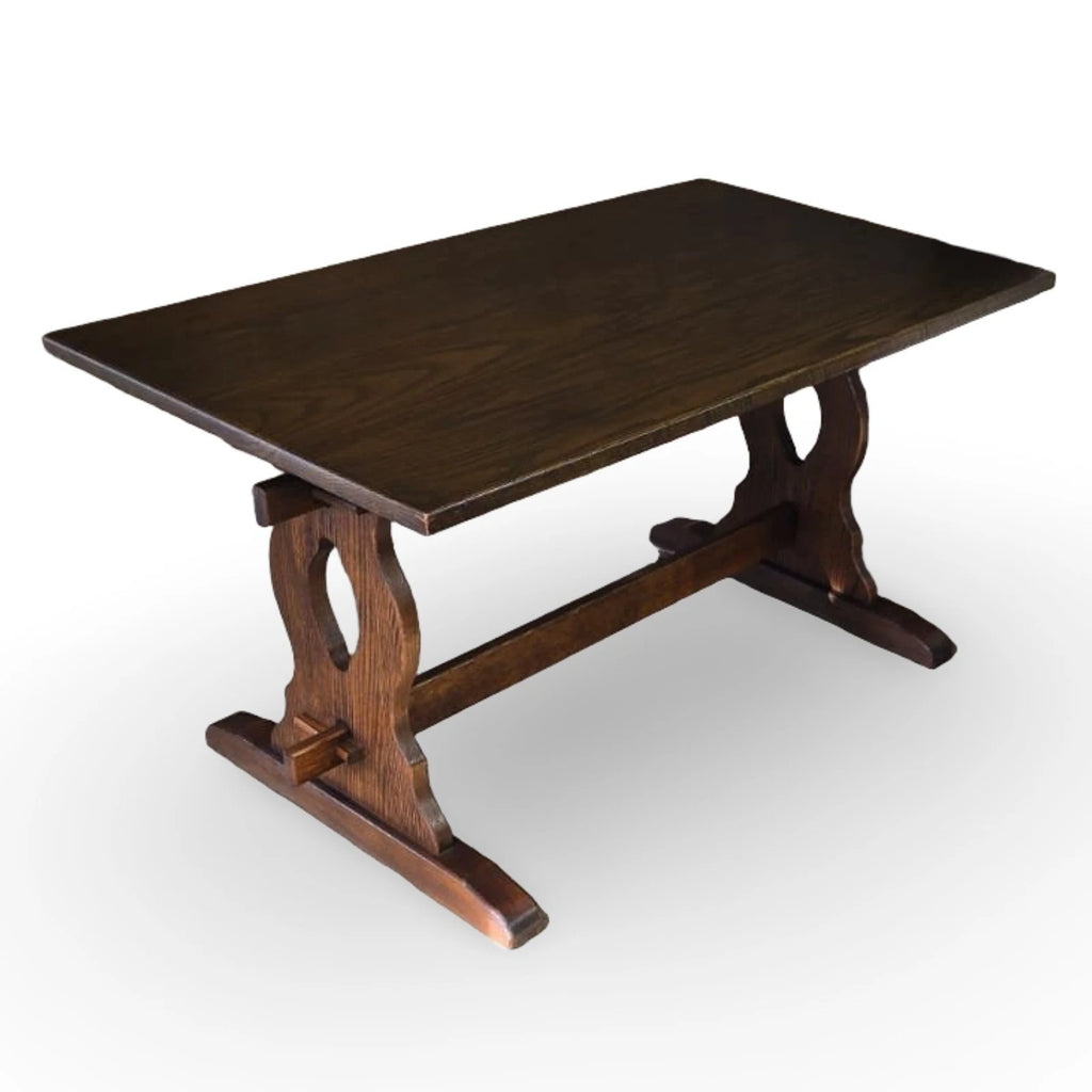 Vintage Oak Dining Table - 20th Century Trestle Style - Refectory Table