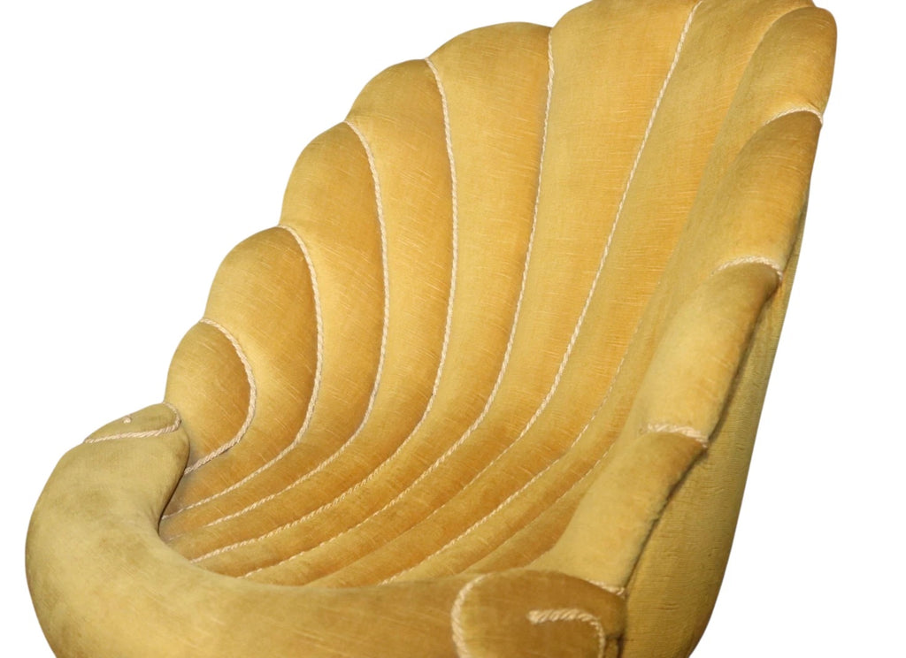 Antique Victorian 'Clam Shell' Easy Chair / Low Armchair