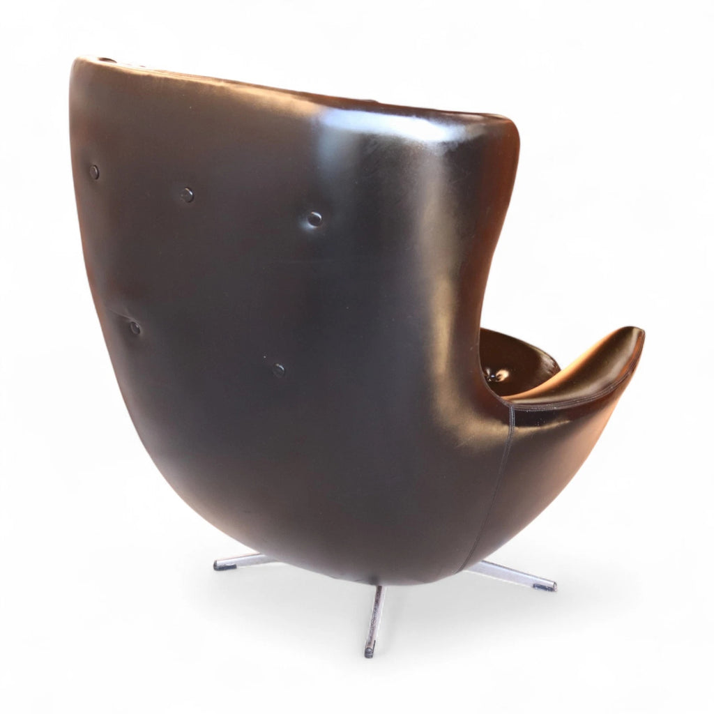 Mid Century Black Faux Leather Egg Chair Swivel Armchair