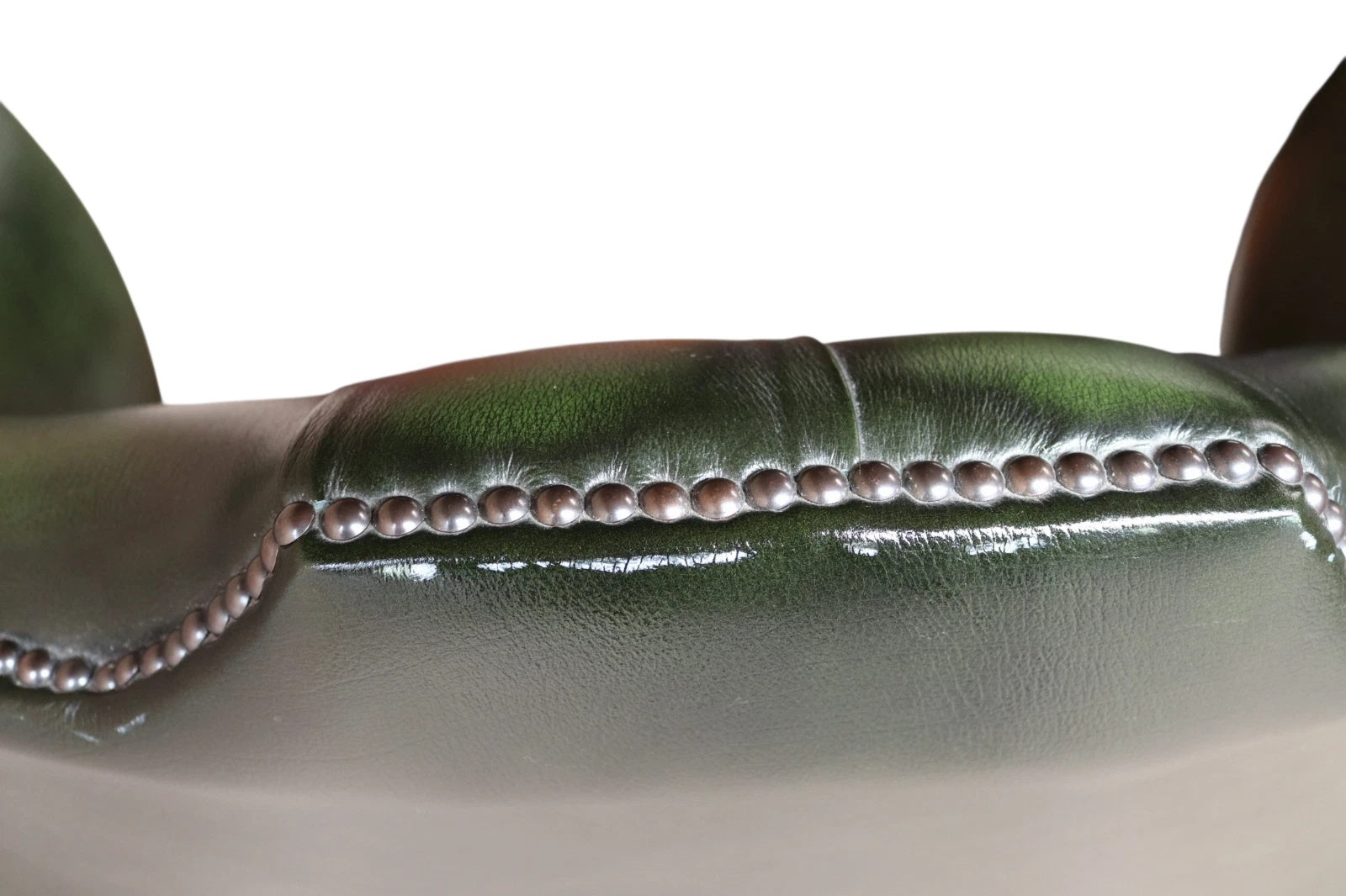 Vintage Green Leather Chesterfield Wing Back Armchair