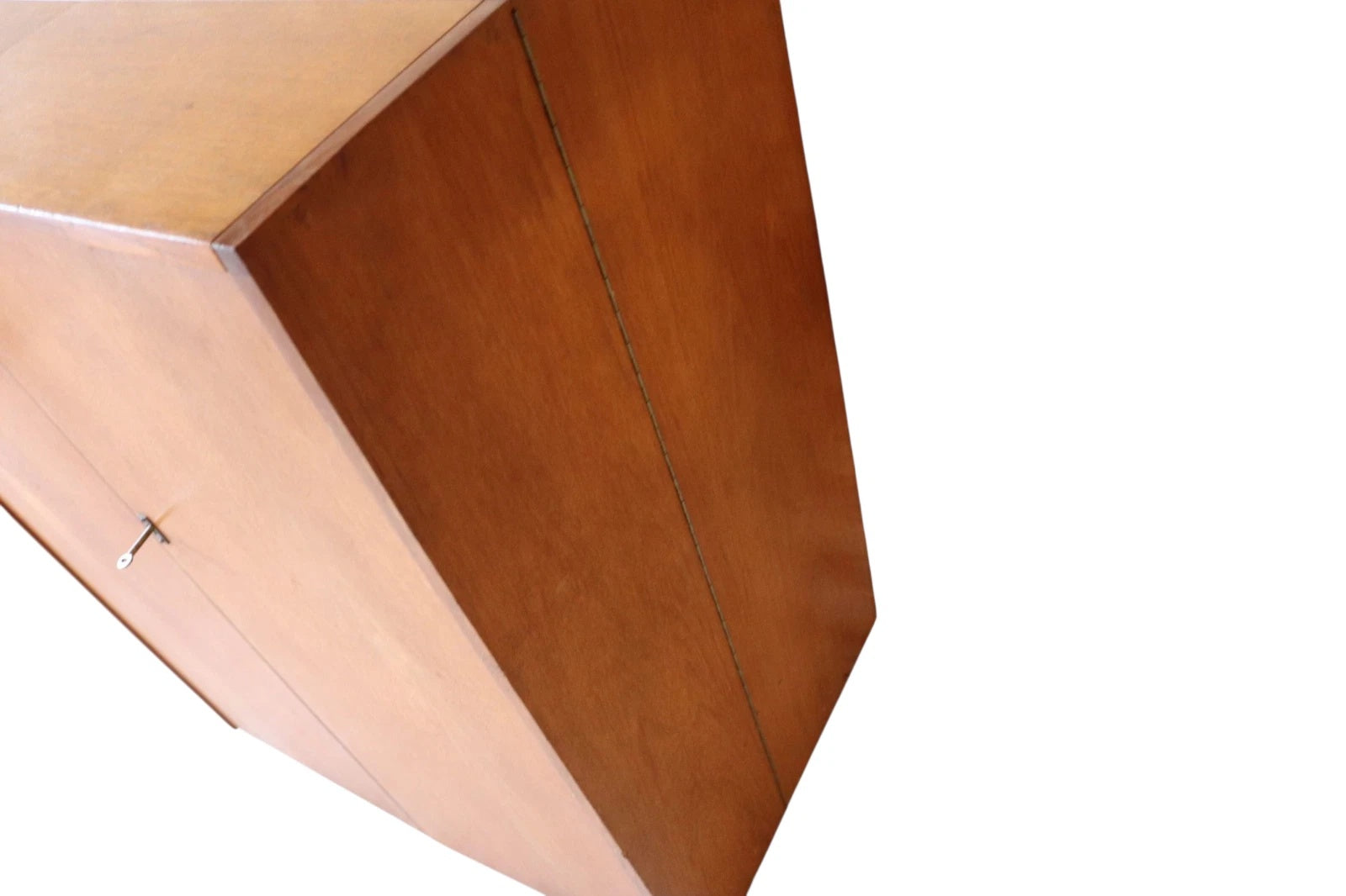 Mid Century Teak Newcraft Home Office Magic Box Style Foldaway Desk Cabinet
