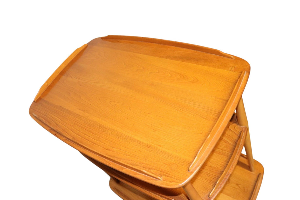 Vintage Ercol Elm & Beech Drinks Trolley 3 Tier Tea / Serving Trolley