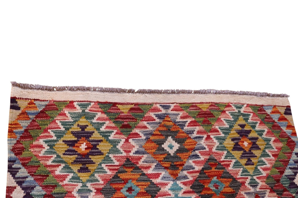 Vintage Chobi Kilim Geometric multi coloured Rug