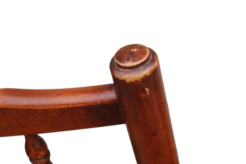 Set of 8 Antique Lancashire Elm & Ash Rush Seat Spindle Back Dining Chairs