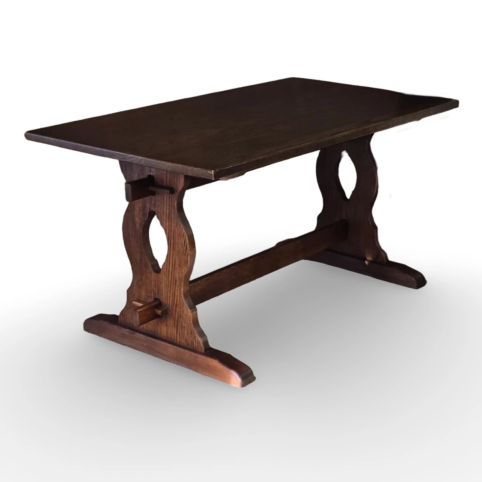 Vintage Oak Dining Table - 20th Century Trestle Style - Refectory Table