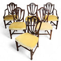 Set of 6 Antique Mahogany Sheraton Style Shield Back Dining Chairs
