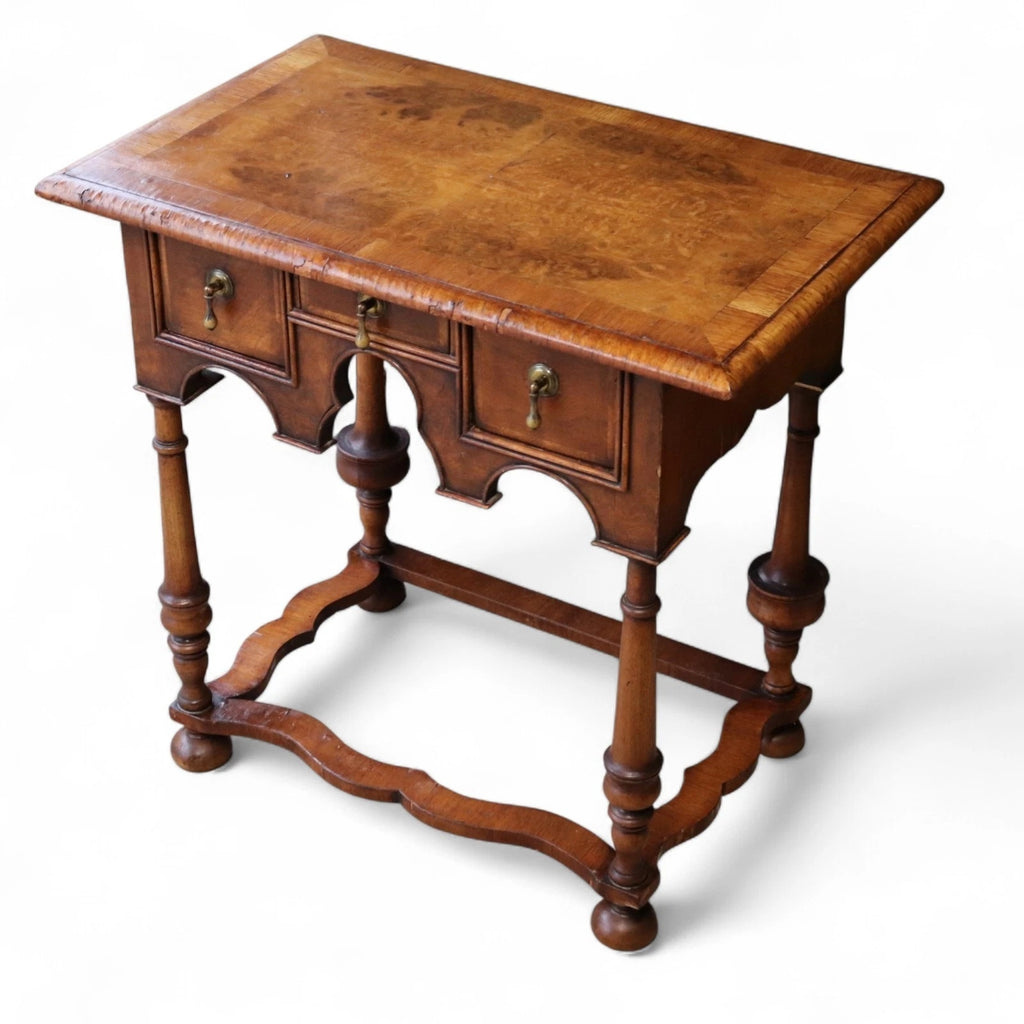 Early 20th Century Antique Burr Walnut William & Mary Style Lowboy Hall Table
