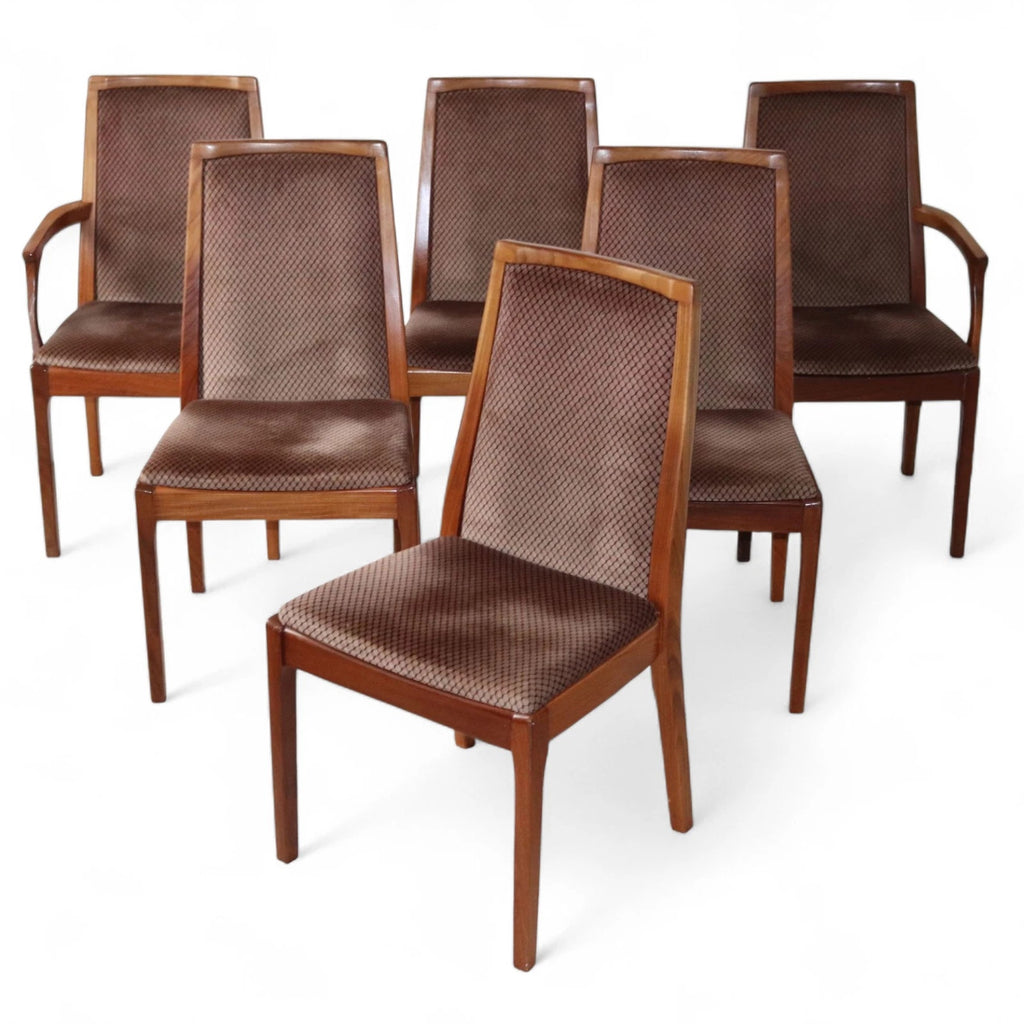 Set of 6 Mid Century Nathan Teak Dining Chairs - Including 2 carvers
