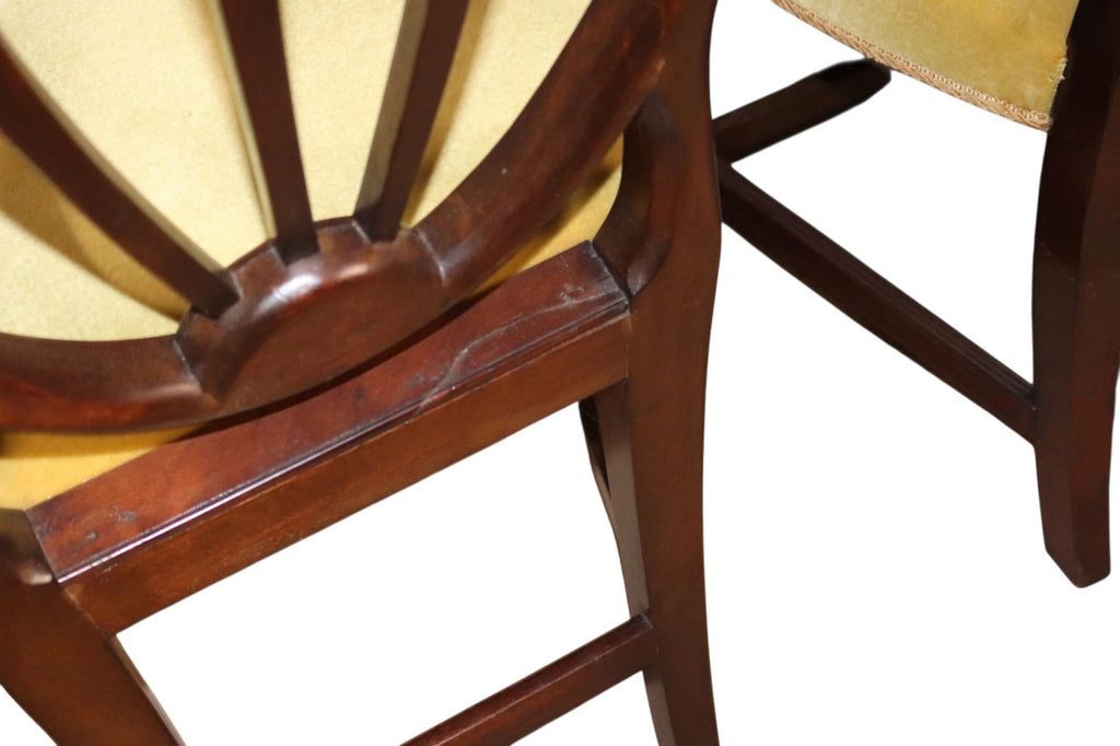 Set of 6 Antique Mahogany Sheraton Style Shield Back Dining Chairs