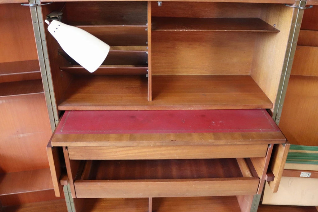 Mid Century Teak Newcraft Home Office Magic Box Style Foldaway Desk Cabinet