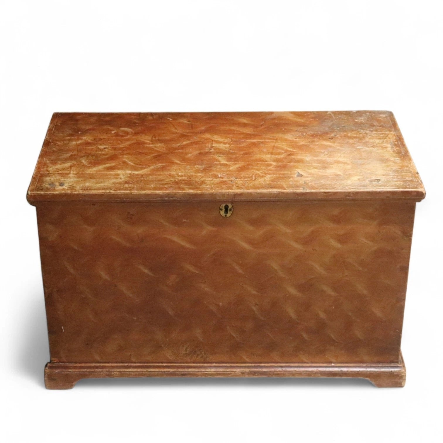 Antique Scumbled Pine Blanket Box - Early 20th Century Grain Painted Chest