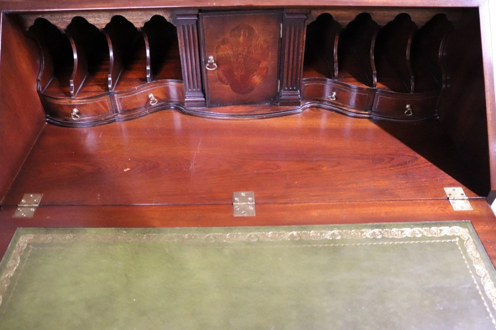 Vintage Bevan Funnell "Reprodux" George III Style Flame Mahogany Bureau