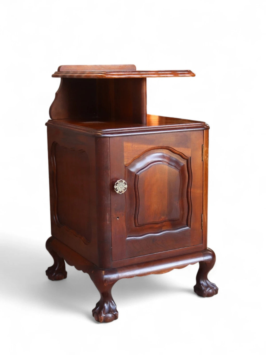 Vintage Reproduction Georgian Style Imbuia Bedside Table / Cabinet Nightstand