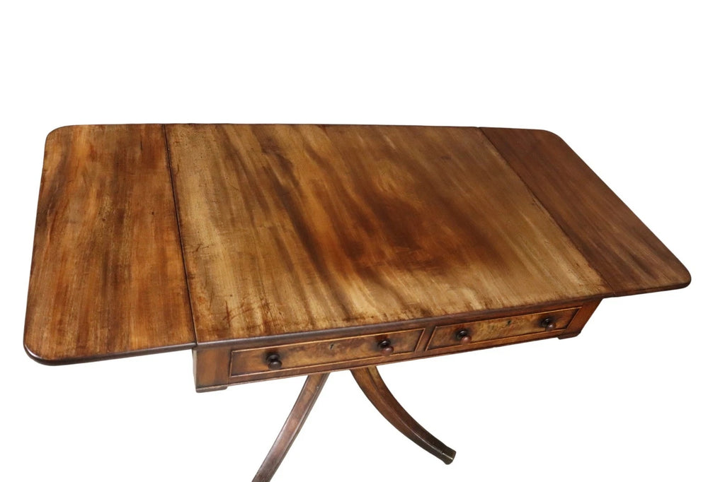 Antique Regency Mahogany Drop Leaf Pedestal Table Console / Sofa Table c1820