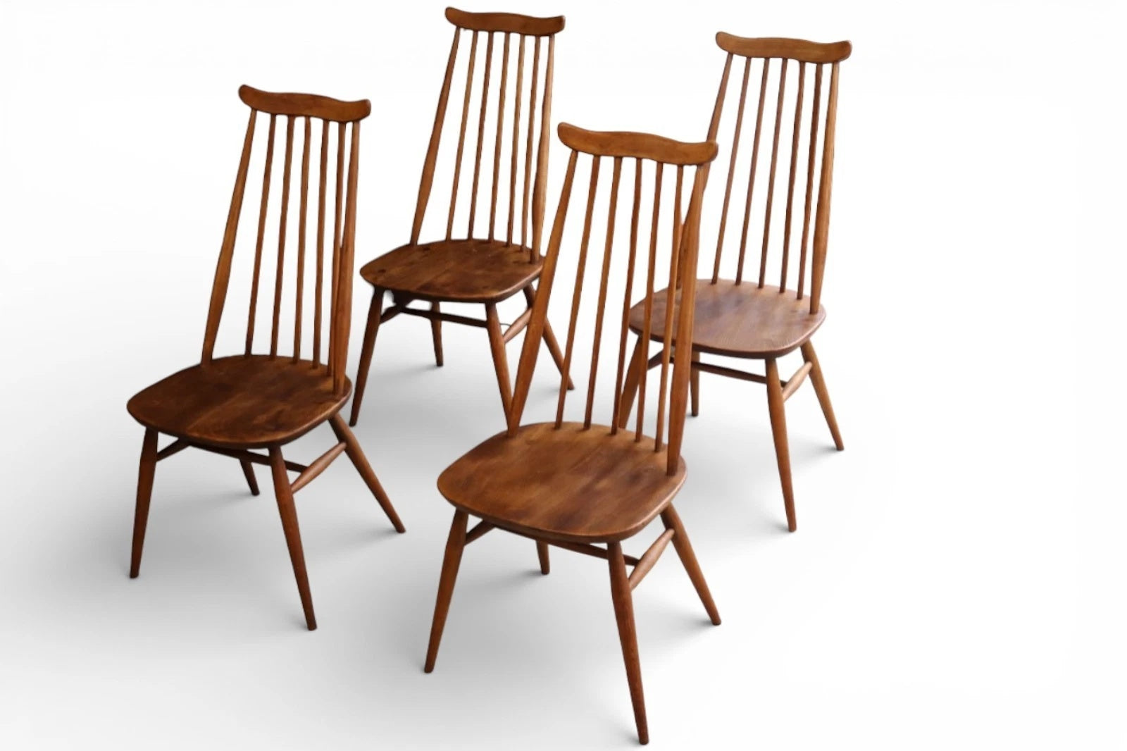 Set Of 4 Mid Century Ercol Goldsmith Dining Chairs - Elm & Beech 1960s