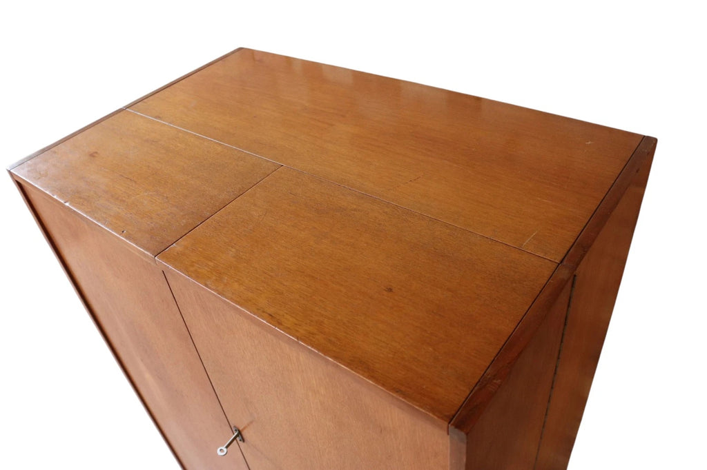 Mid Century Teak Newcraft Home Office Magic Box Style Foldaway Desk Cabinet