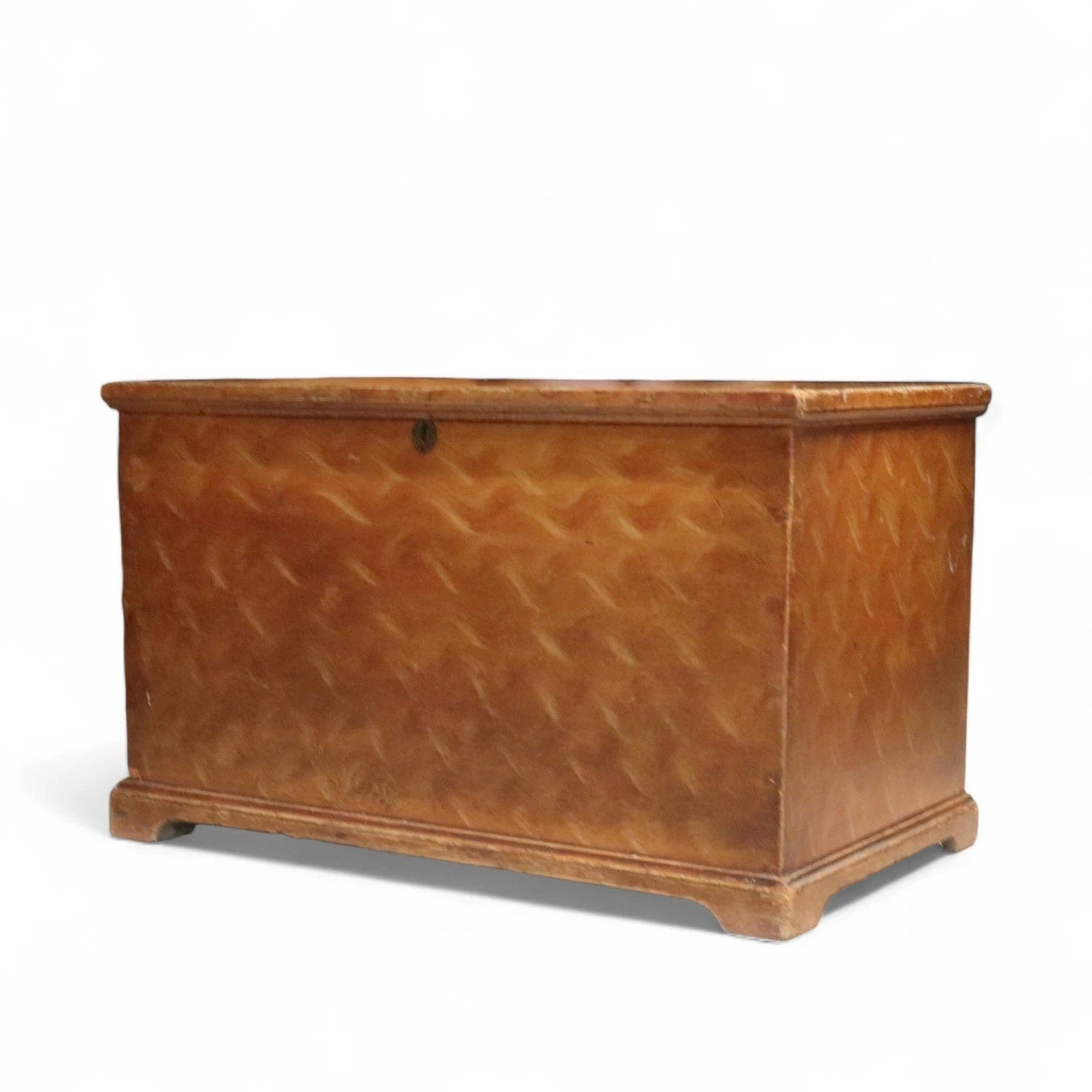 Antique Scumbled Pine Blanket Box - Early 20th Century Grain Painted Chest
