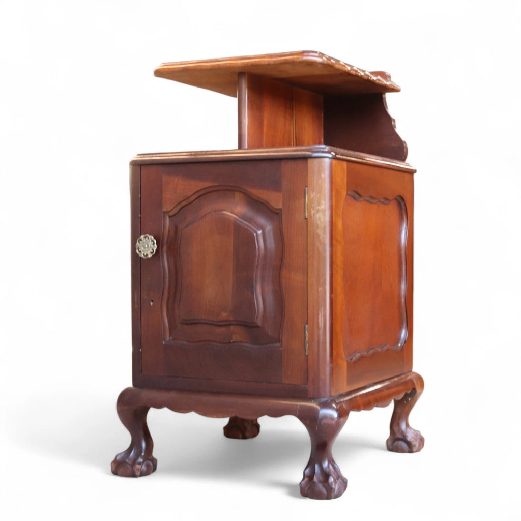 Vintage Reproduction Georgian Style Imbuia Bedside Table / Cabinet Nightstand