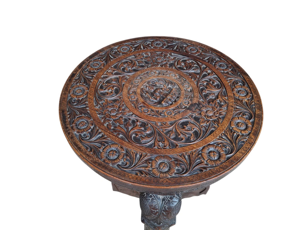 Early 20th Century Bermese Carved Hardwood Elephant Occasional / Side Table