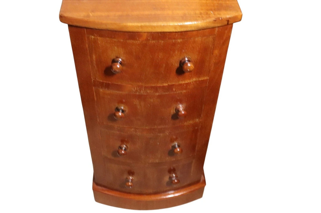Pair of Vintage Victorian Style Walnut Bow Front Bedside Cupboards / Cabinets