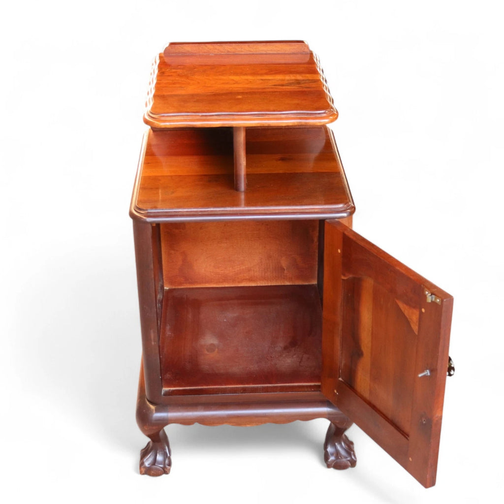 Vintage Reproduction Georgian Style Imbuia Bedside Table / Cabinet Nightstand