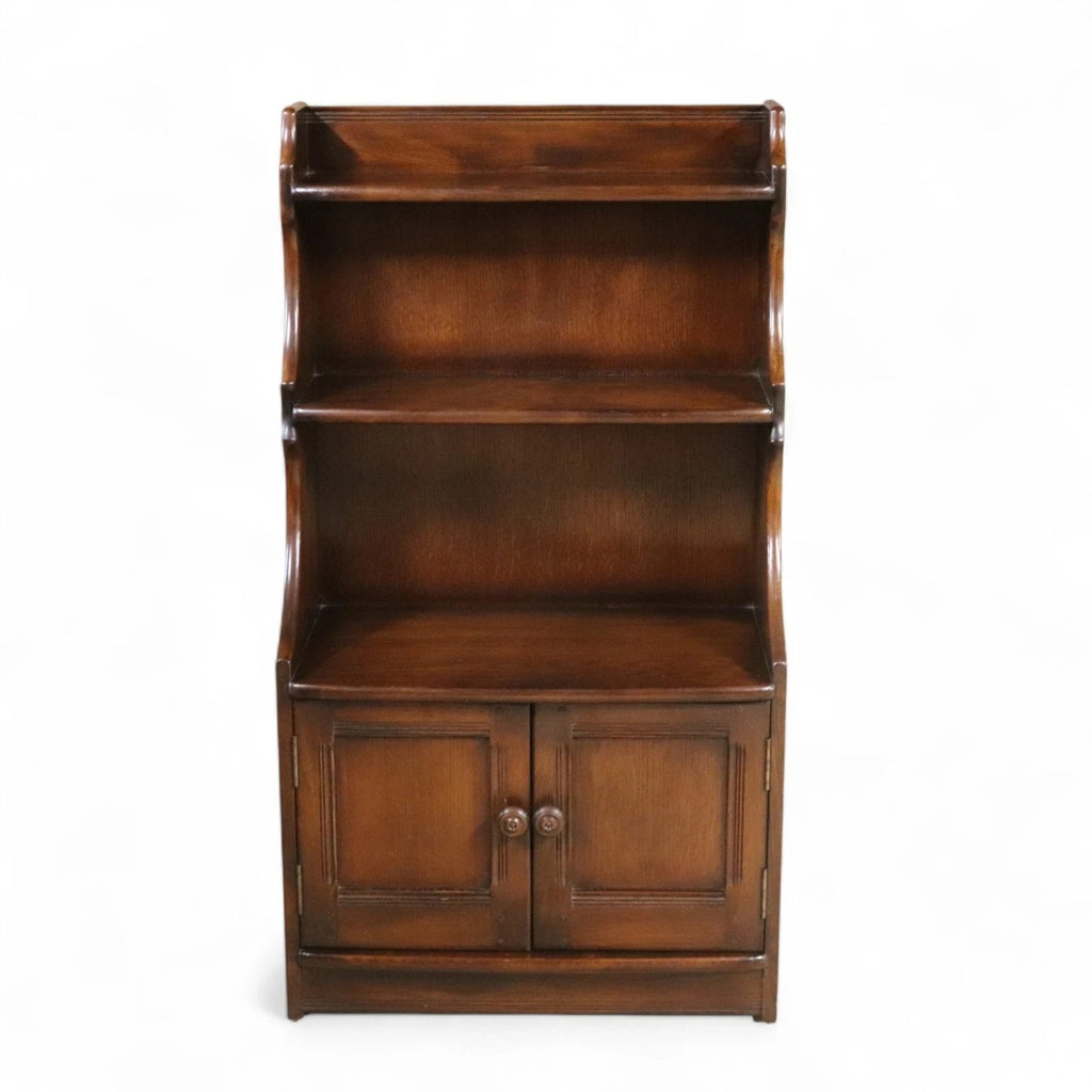 Vintage Ercol Elm Waterfall Open Bookcase - Blue Label
