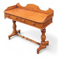 Victorian Satin Birch two drawer gallery back writing table antique desk