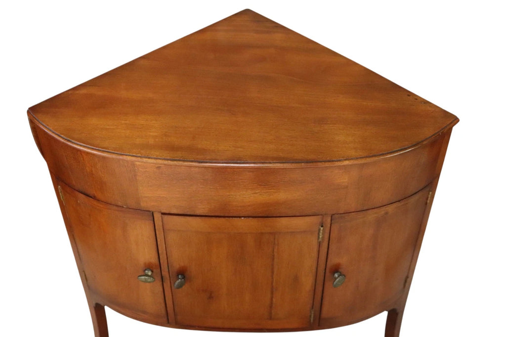 Antique Mahogany Georgian Corner Washstand with Blue & White Ceramic Basin