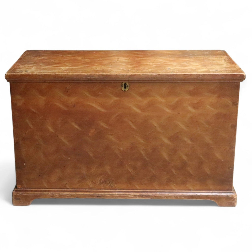 Antique Scumbled Pine Blanket Box - Early 20th Century Grain Painted Chest