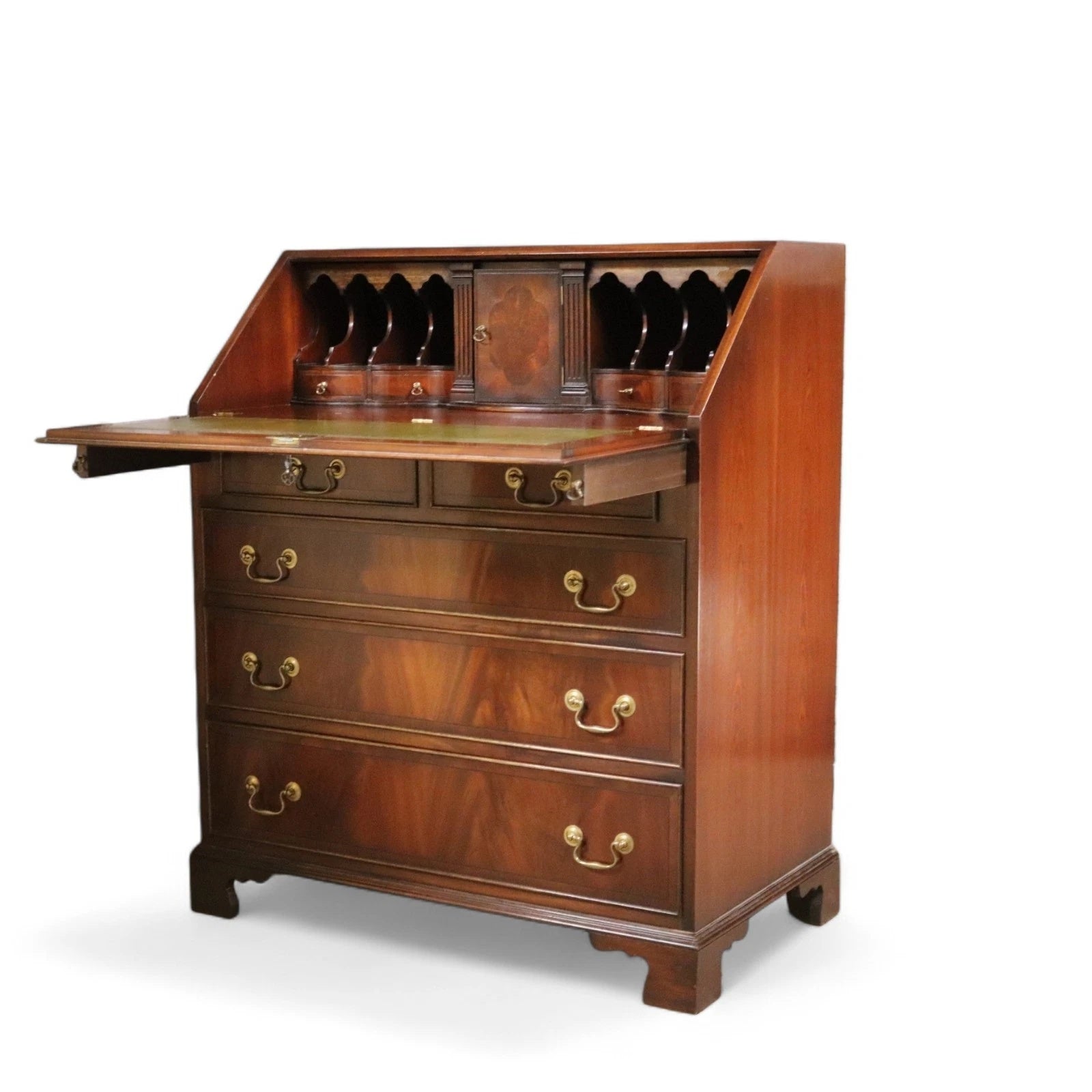Vintage Bevan Funnell "Reprodux" George III Style Flame Mahogany Bureau