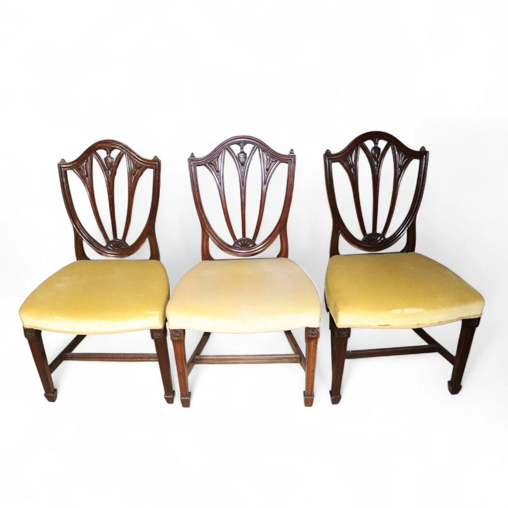 Set of 6 Antique Mahogany Sheraton Style Shield Back Dining Chairs