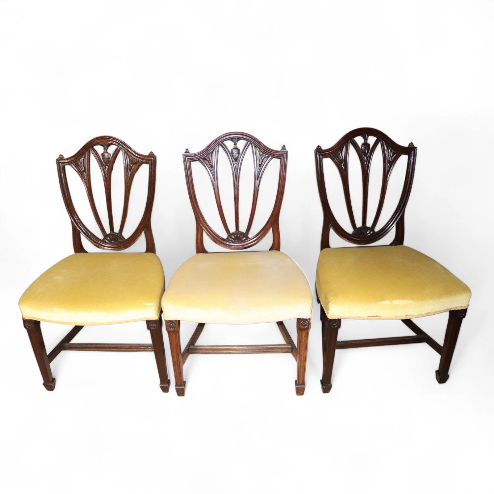 Set of 6 Antique Mahogany Sheraton Style Shield Back Dining Chairs
