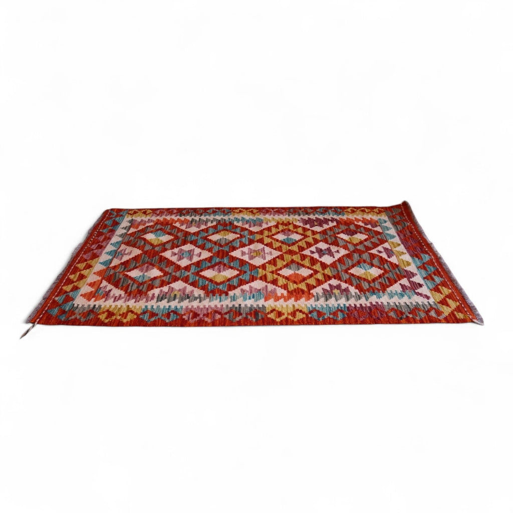Vintage Afghan Chobi Kilim - Hand-Spun Wool Tribal Rug
