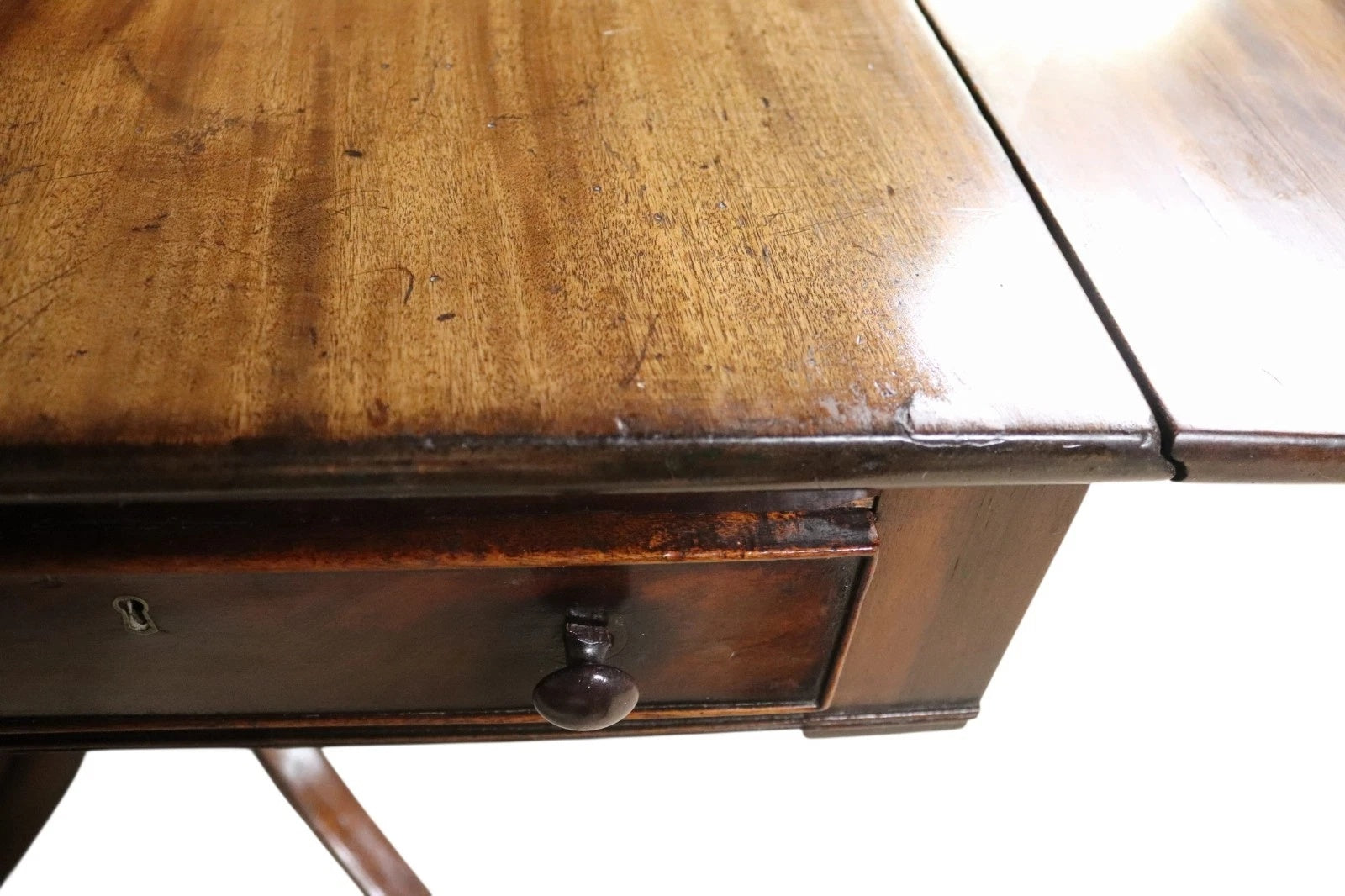 Antique Regency Mahogany Drop Leaf Pedestal Table Console / Sofa Table c1820