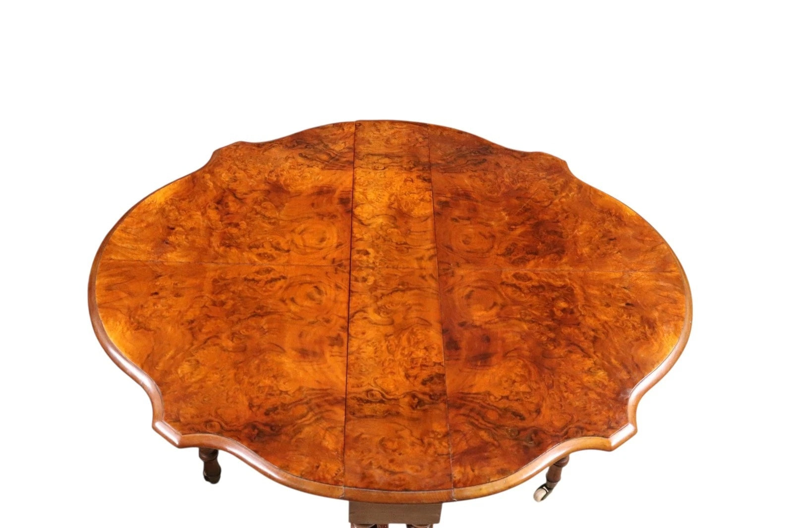 Victorian Burr Walnut Sutherland Table 19th Century Antique Drop Leaf Table