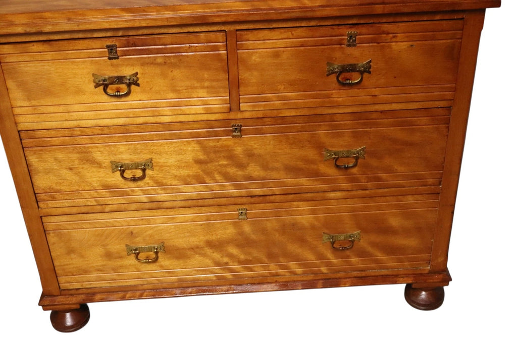 Antique Edwardian Satin Walnut Chest Of Drawers