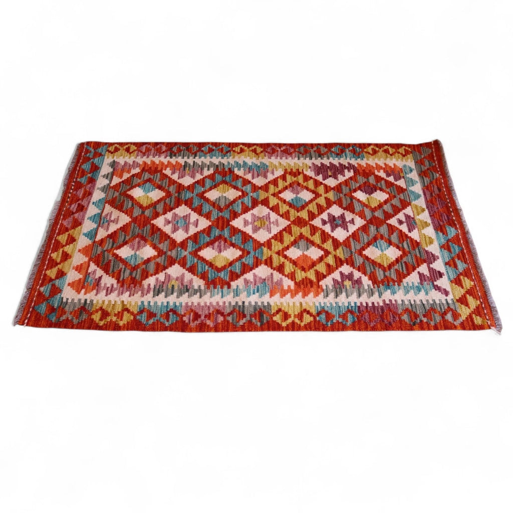 Vintage Afghan Chobi Kilim - Hand-Spun Wool Tribal Rug