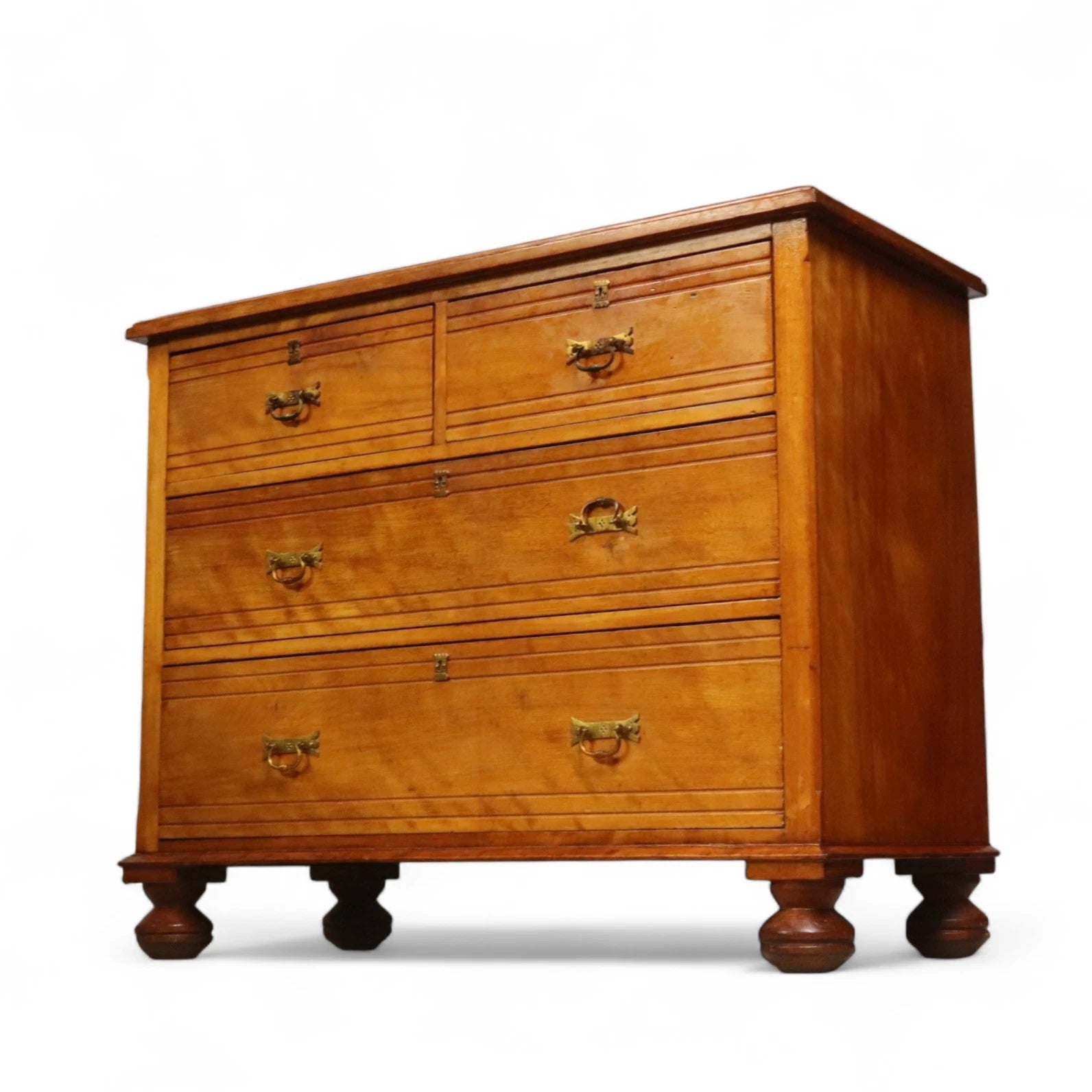 Antique Edwardian Satin Walnut Chest Of Drawers