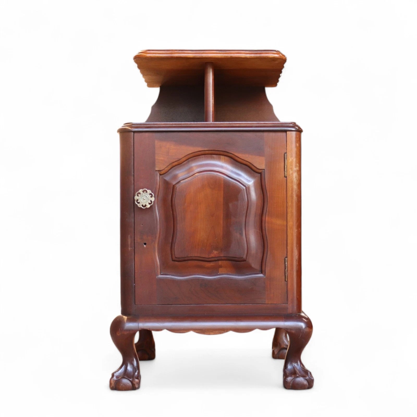 Vintage Reproduction Georgian Style Imbuia Bedside Table / Cabinet Nightstand