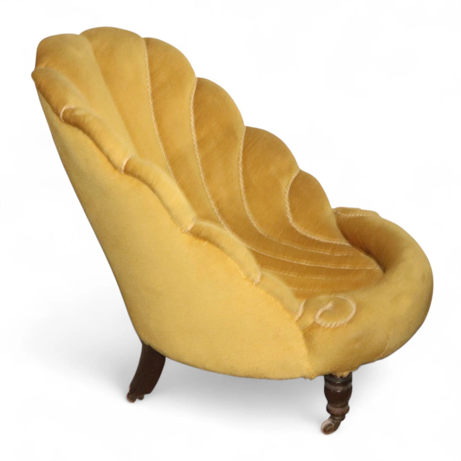 Antique Victorian 'Clam Shell' Easy Chair / Low Armchair