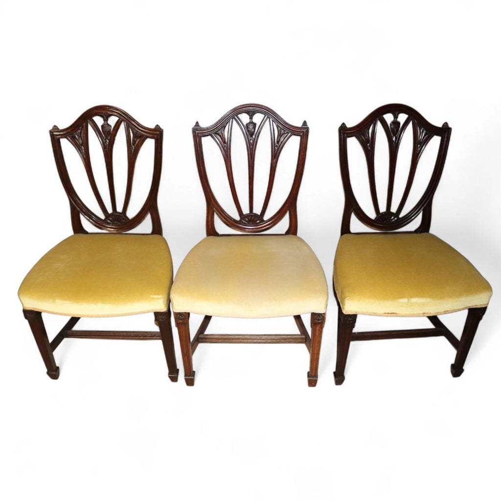 Set of 6 Antique Mahogany Sheraton Style Shield Back Dining Chairs