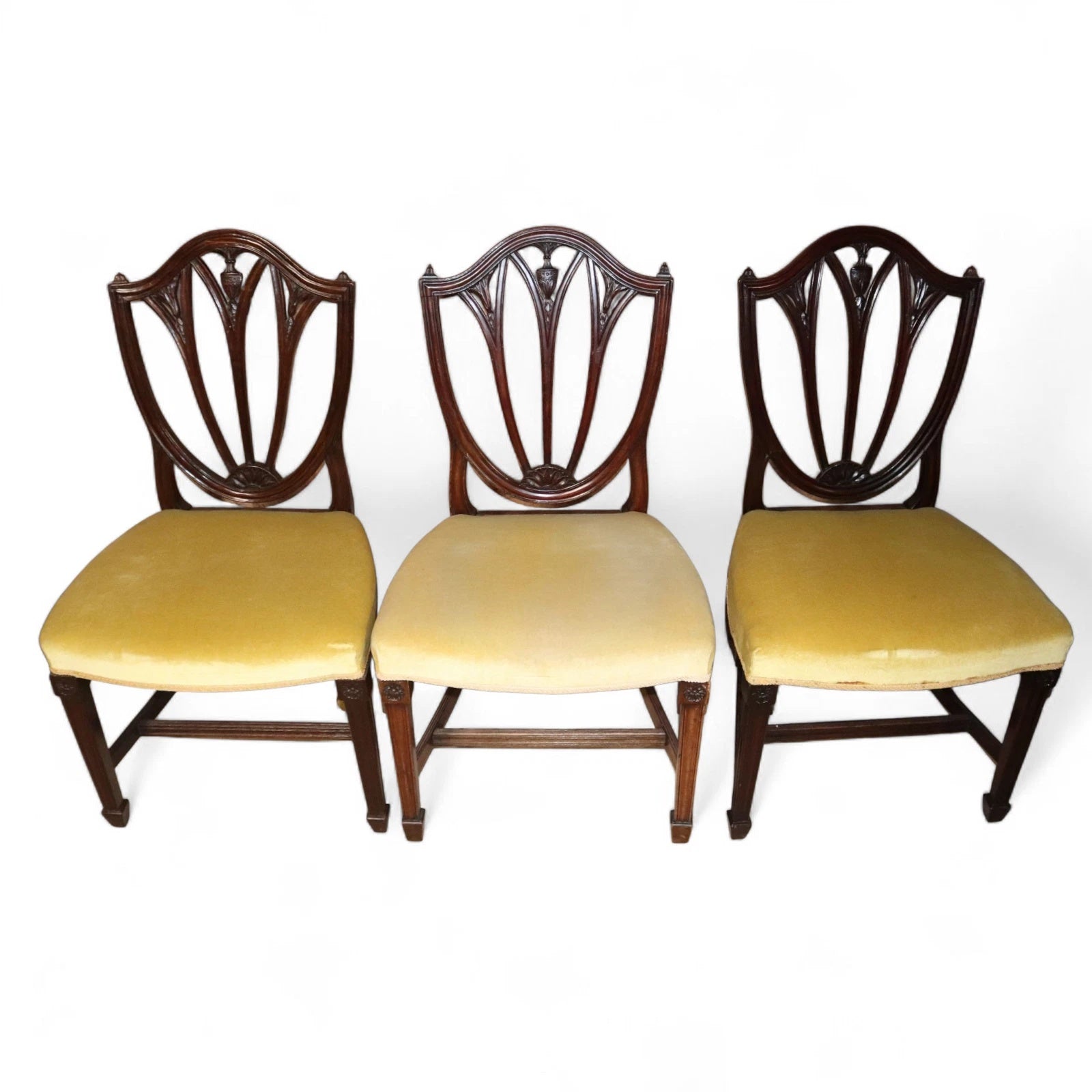 Set of 6 Antique Mahogany Sheraton Style Shield Back Dining Chairs